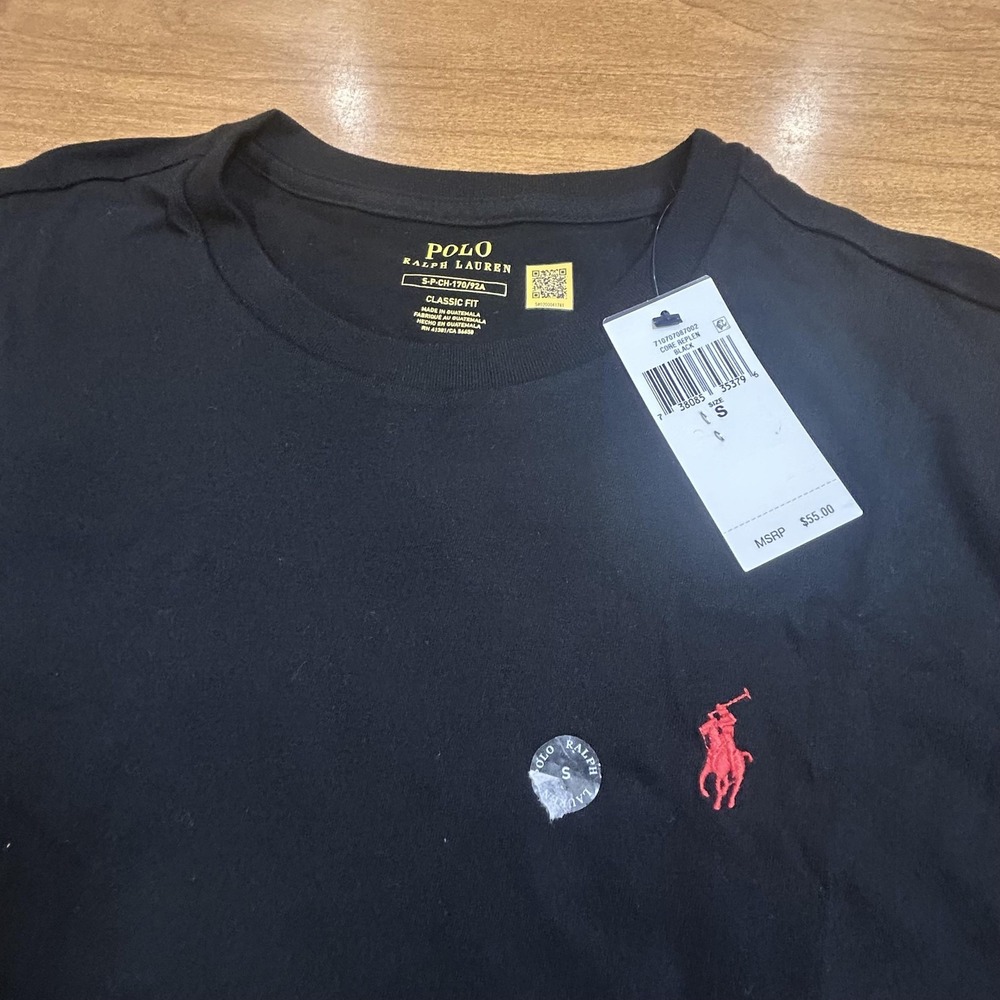 Polo Ralph Lauren Shirt Mens S Black Classic Fit Crew Neck Logo Pony T-Shirt NWT